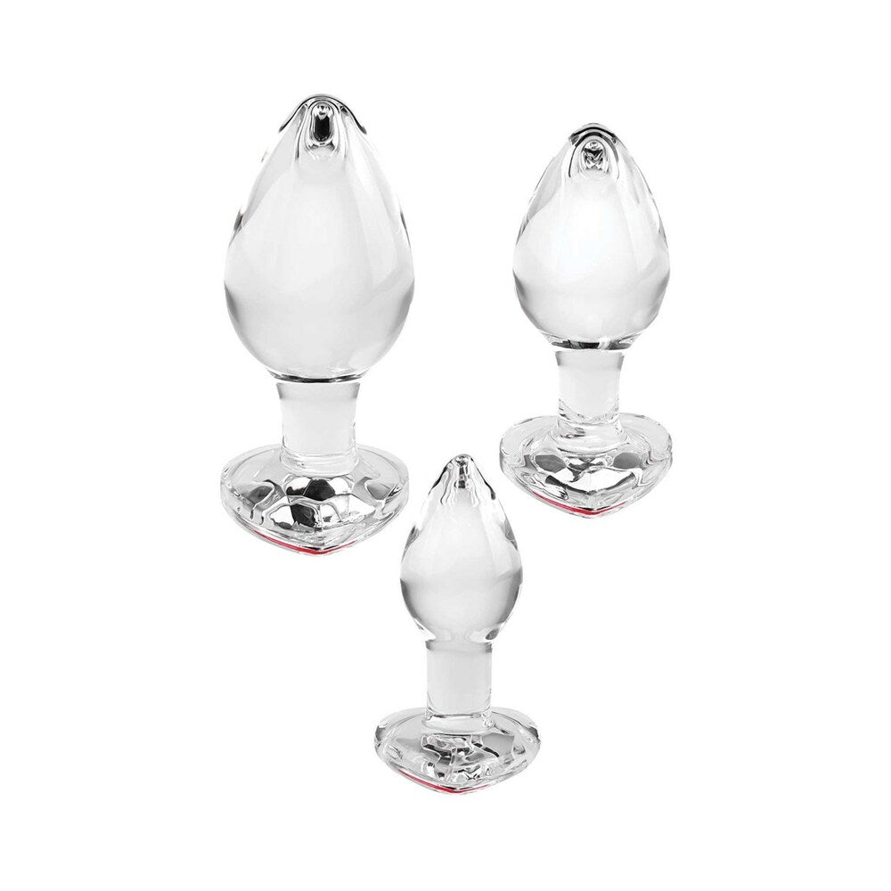 ADAM & EVE - RED HEART GEM GLASS PLUG SET