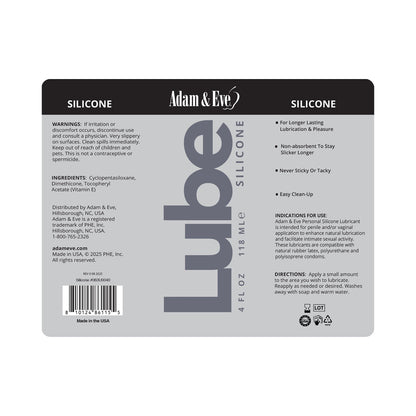 ADAM & EVE - PERSONAL SILICONE LUBRICANT 4 OZ.