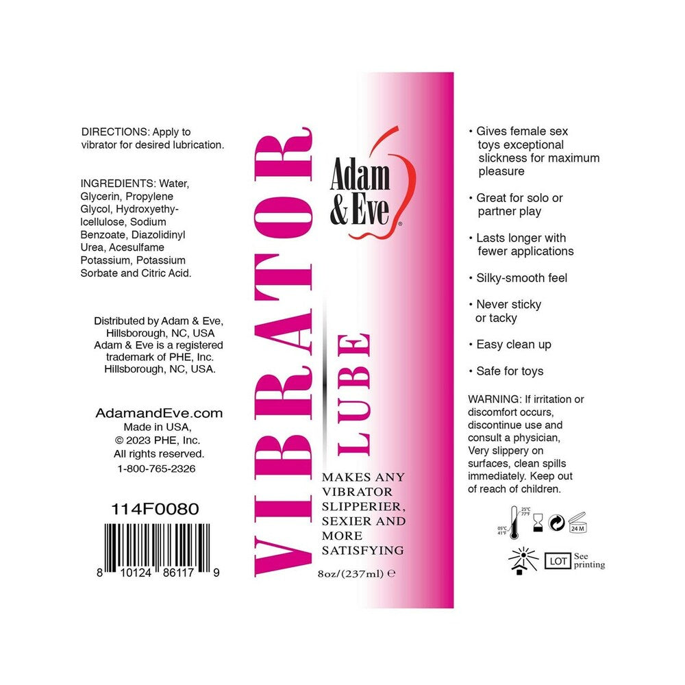 ADAM & EVE VIBRATOR LUBRICANT 4 OZ.