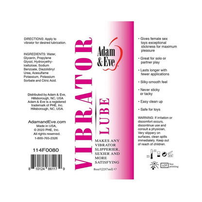 ADAM & EVE VIBRATOR LUBRICANT 4 OZ.