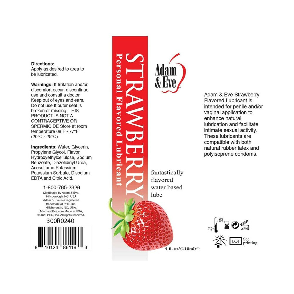 ADAM & EVE FLAVORED LUBRICANT STRAWBERRY 4 OZ.