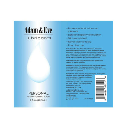 ADAM & EVE - PERSONAL WATER-BASED LUBRICANT 8 OZ.
