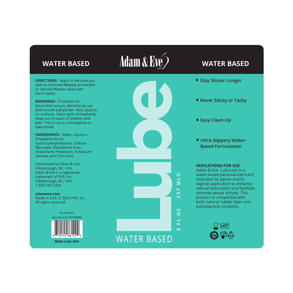 ADAM & EVE - WATER-BASED LUBRICANT 8 OZ.
