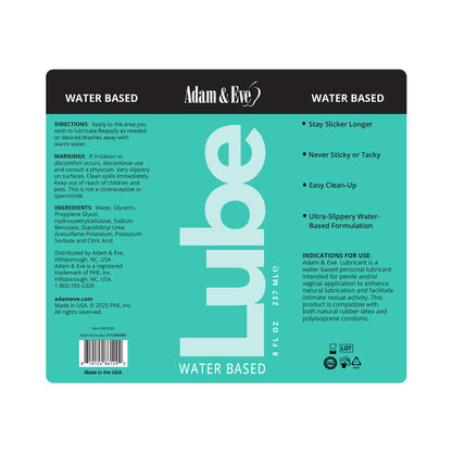 ADAM & EVE - WATER-BASED LUBRICANT 8 OZ.
