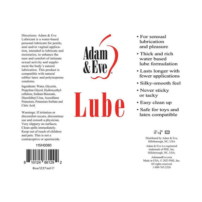 ADAM & EVE WATER-BASED LUBRICANT 8 OZ.