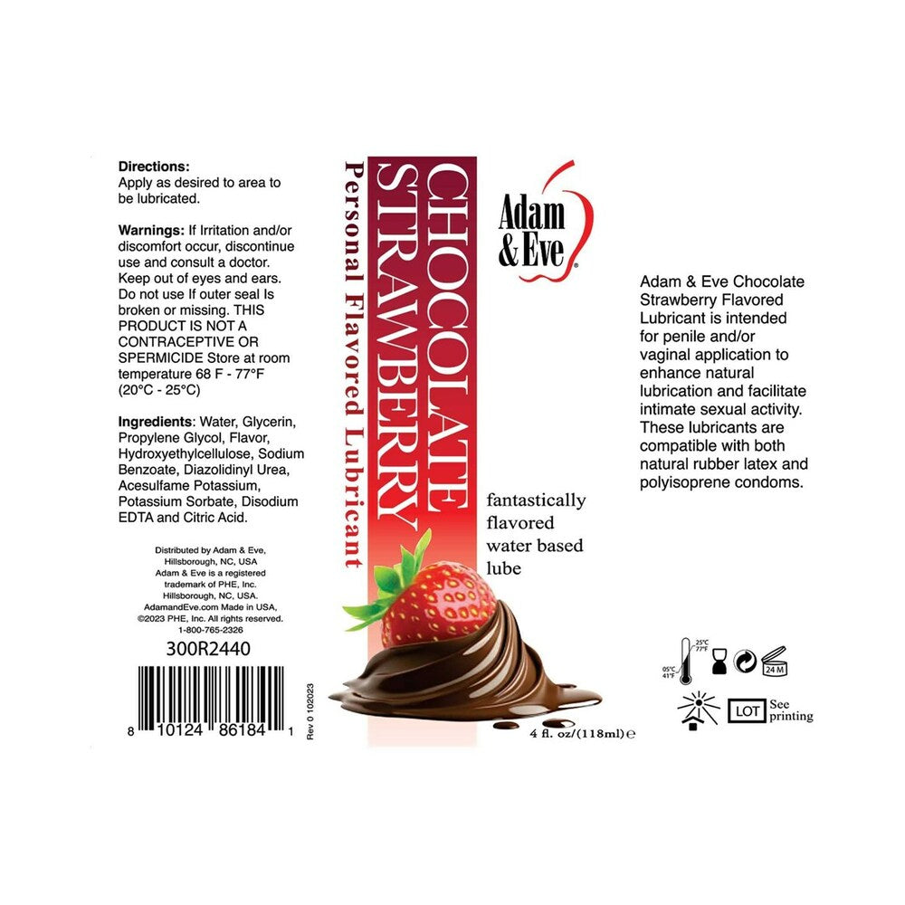 ADAM & EVE - FLAVORED LUBRICANT CHOCOLATE STRAWBERRY 4 OZ.