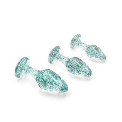 ADAM & EVE GLITTER GEM BUTT PLUG SET BLUE
