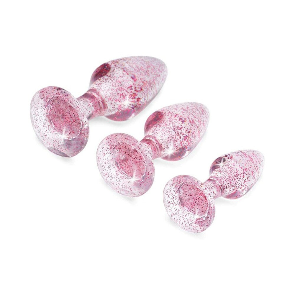 ADAM & EVE GLITTER GEM BUTT PLUG SET PINK