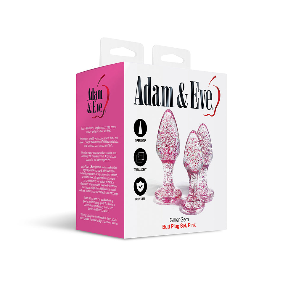 ADAM & EVE - GLITTER GEM BUTT PLUG SET