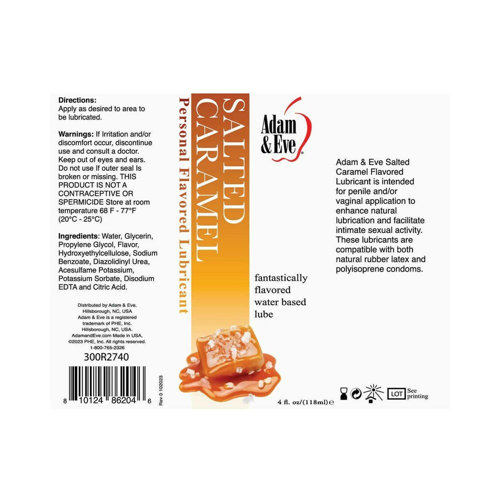 ADAM & EVE - FLAVORED LUBRICANT SALTED CARAMEL 4 OZ.