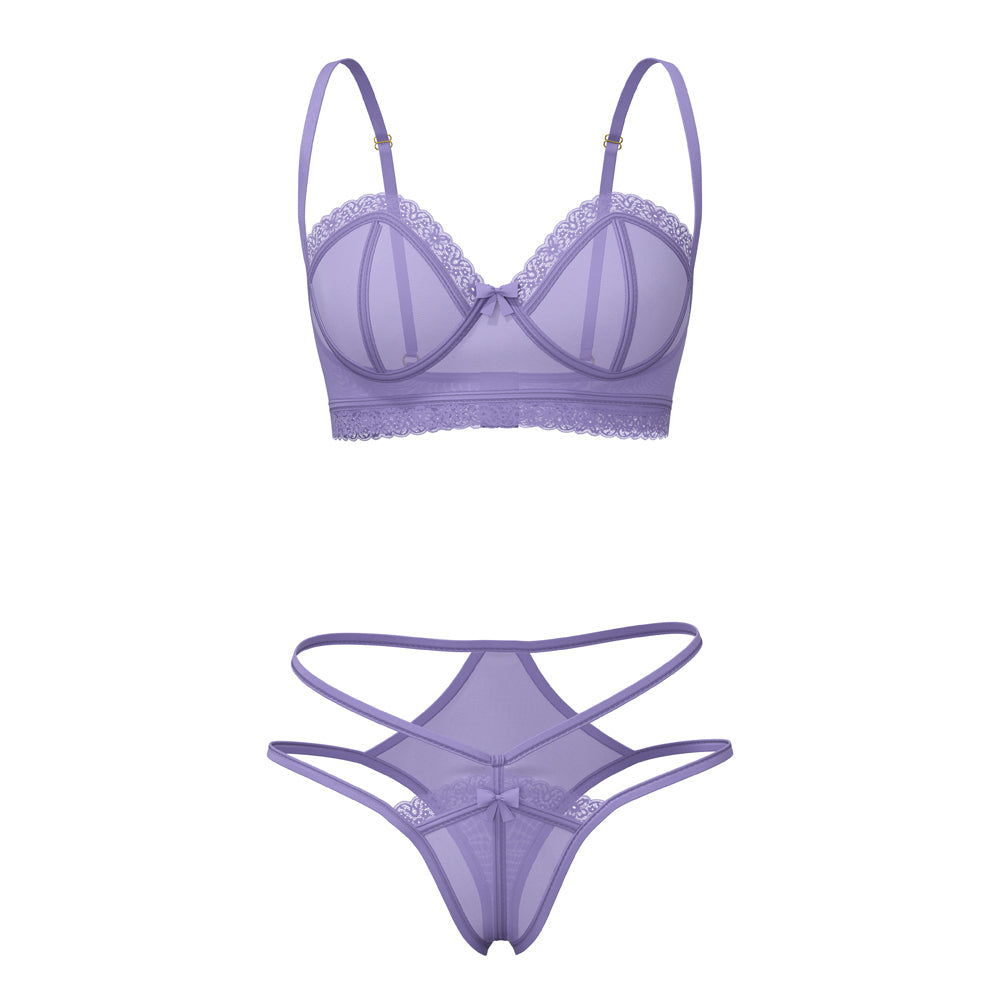 MAGIC SILK - SHEER PASSION DEMI BRA & HIGH CUT TANGA VERY PERI L/XL