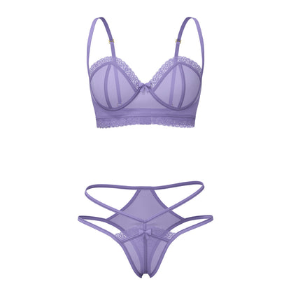 MAGIC SILK - SHEER PASSION DEMI BRA & HIGH CUT TANGA VERY PERI QUEEN SIZE