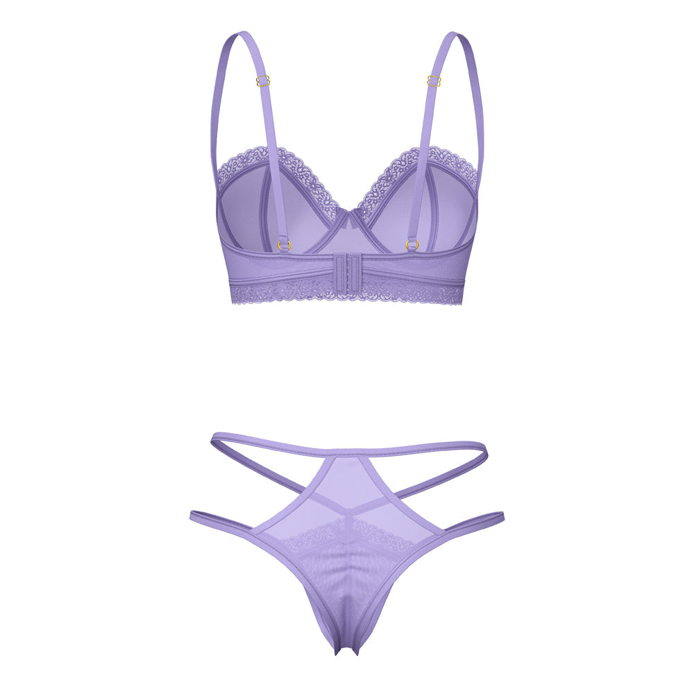 MAGIC SILK - SHEER PASSION DEMI BRA & HIGH CUT TANGA VERY PERI QUEEN SIZE