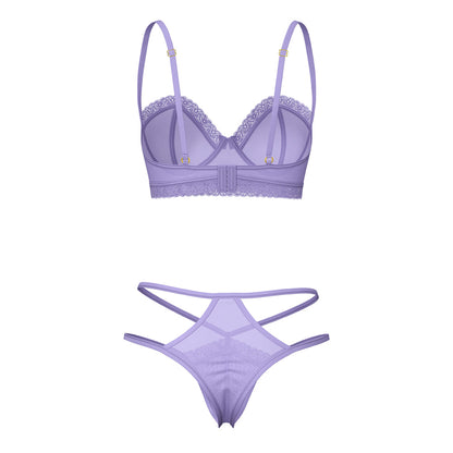 MAGIC SILK - SHEER PASSION DEMI BRA & HIGH CUT TANGA VERY PERI QUEEN SIZE