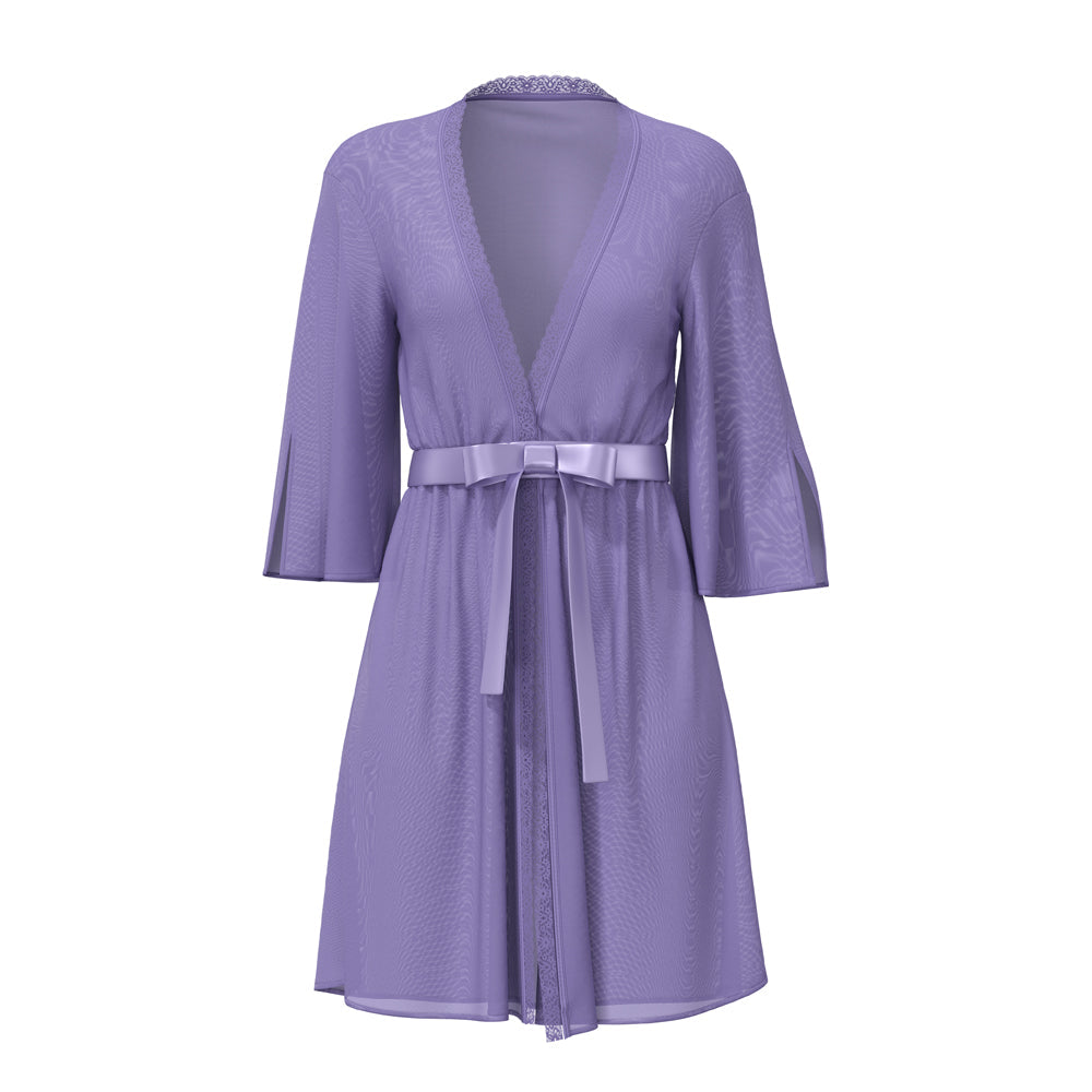 MAGIC SILK - SHEER PASSION FLUTTER SLEEVE ROBE VERY PERI S/M