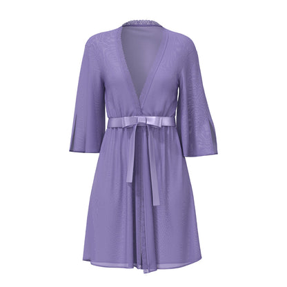 MAGIC SILK - SHEER PASSION FLUTTER SLEEVE ROBE VERY PERI S/M