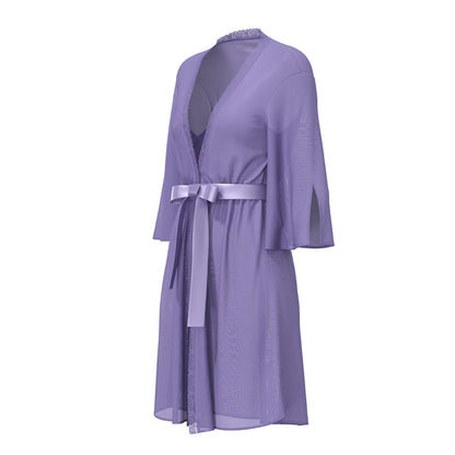 MAGIC SILK - SHEER PASSION FLUTTER SLEEVE ROBE VERY PERI S/M