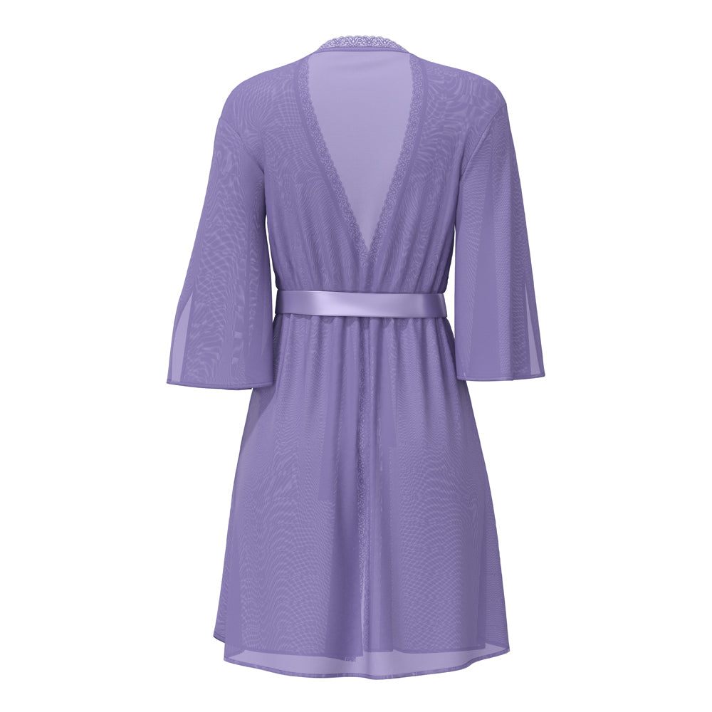 MAGIC SILK - SHEER PASSION FLUTTER SLEEVE ROBE VERY PERI S/M