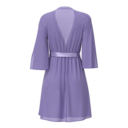 MAGIC SILK - SHEER PASSION FLUTTER SLEEVE ROBE VERY PERI S/M