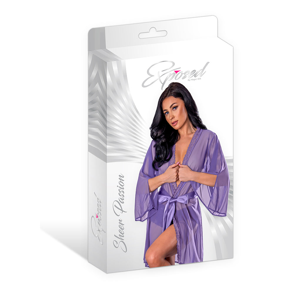 MAGIC SILK - SHEER PASSION FLUTTER SLEEVE ROBE VERY PERI S/M
