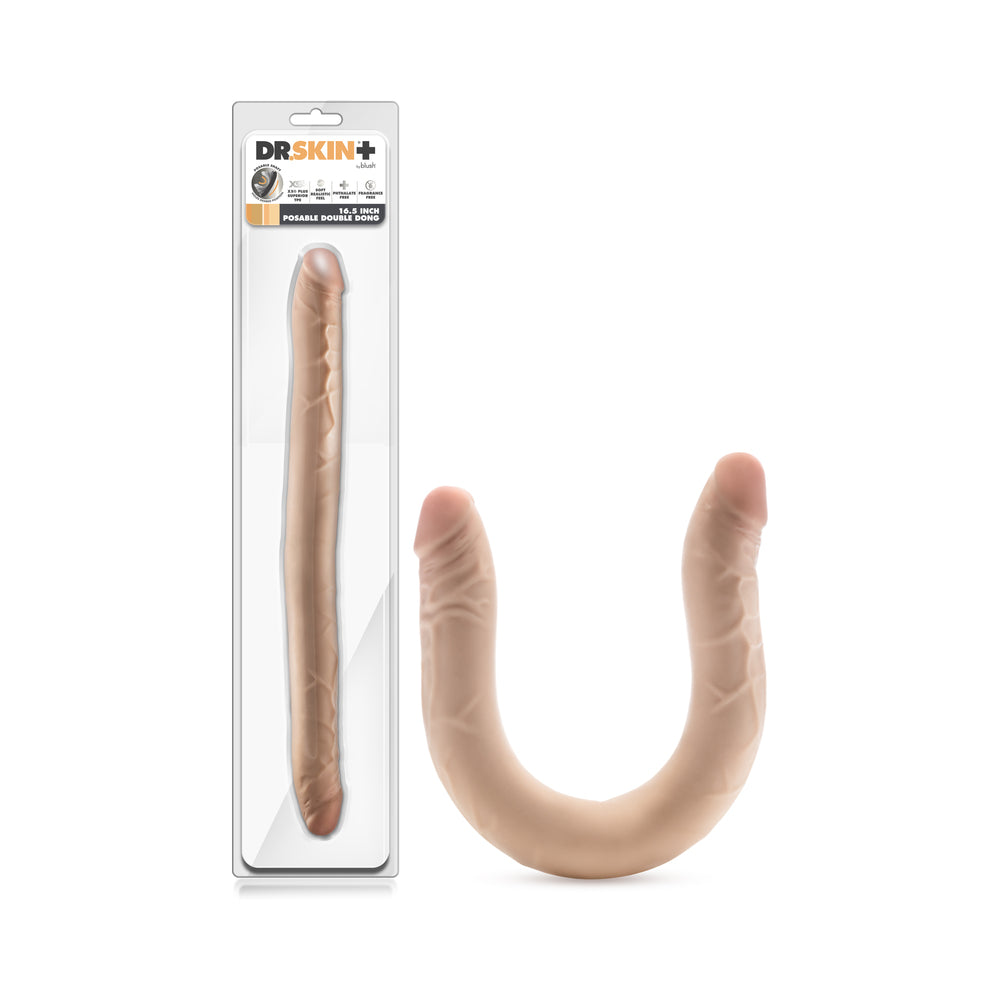DR. SKIN PLUS 16.5 IN. POSABLE DOUBLE DONG BEIGE