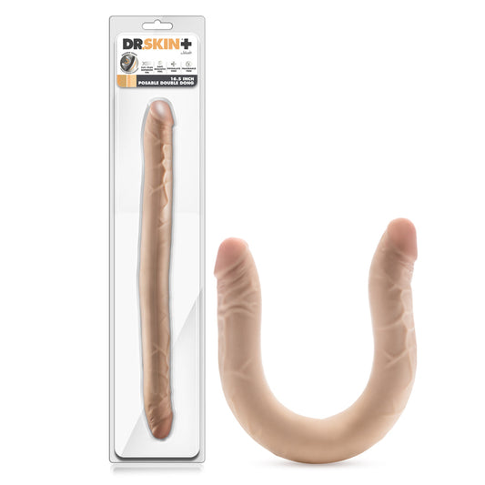BLUSH - DR. SKIN PLUS 16.5 IN. POSABLE DOUBLE DONG BEIGE