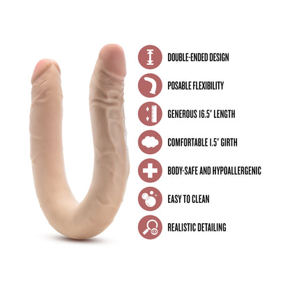 DR. SKIN PLUS 16.5 IN. POSABLE DOUBLE DONG BEIGE