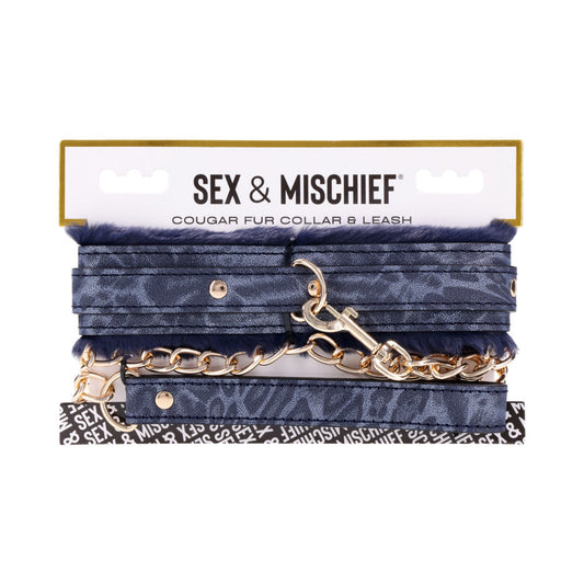 SPORTSHEETS - SEX & MISCHIEF COUGAR FUR COLLAR & LEASH