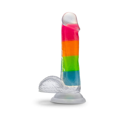 NEO ELITE GLOW-IN-THE-DARK RAINBOW RAVE 6.5 IN. SILICONE DUAL DENSITY DILDO