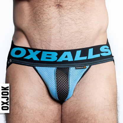OXBALLS OXJOK AIRMESH SWAGGER SLIDER-STRAP JOCK SKY BLUE L