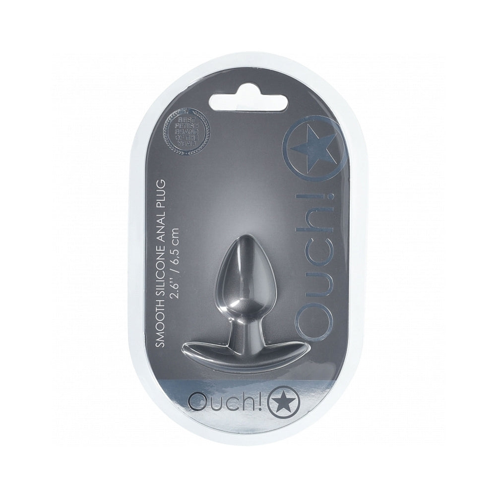 OUCH! SMOOTH SILICONE ANAL PLUG SMALL 2.6 IN. GUN METAL