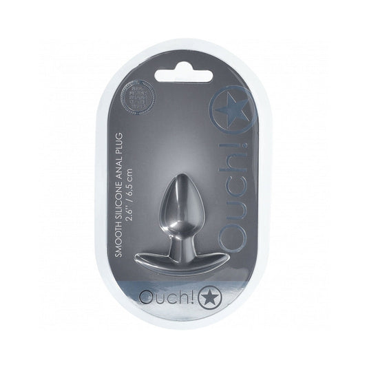 SHOTS - OUCH! SMOOTH SILICONE ANAL PLUG SMALL 2.6 IN. GUN METAL