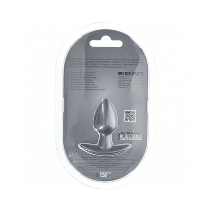 OUCH! SMOOTH SILICONE ANAL PLUG SMALL 2.6 IN. GUN METAL