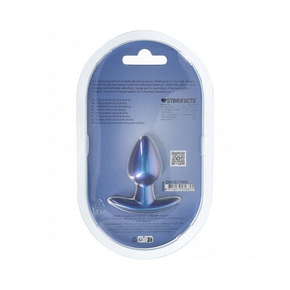 OUCH! SMOOTH SILICONE ANAL PLUG SMALL 2.6 IN. METALLIC BLUE