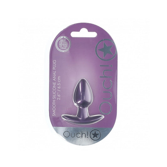 OUCH! SMOOTH SILICONE ANAL PLUG SMALL 2.6 IN. METALLIC PURPLE
