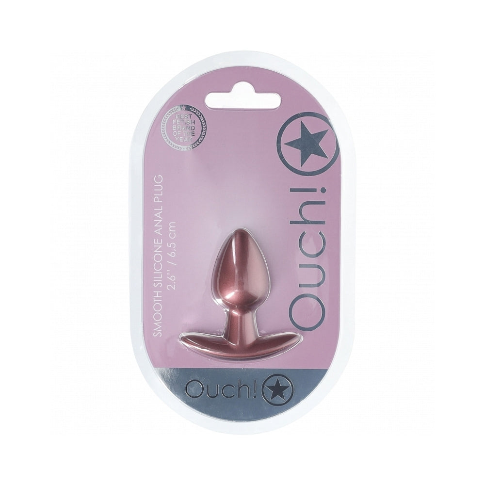 OUCH! SMOOTH SILICONE ANAL PLUG SMALL 2.6 IN. ROSE GOLD