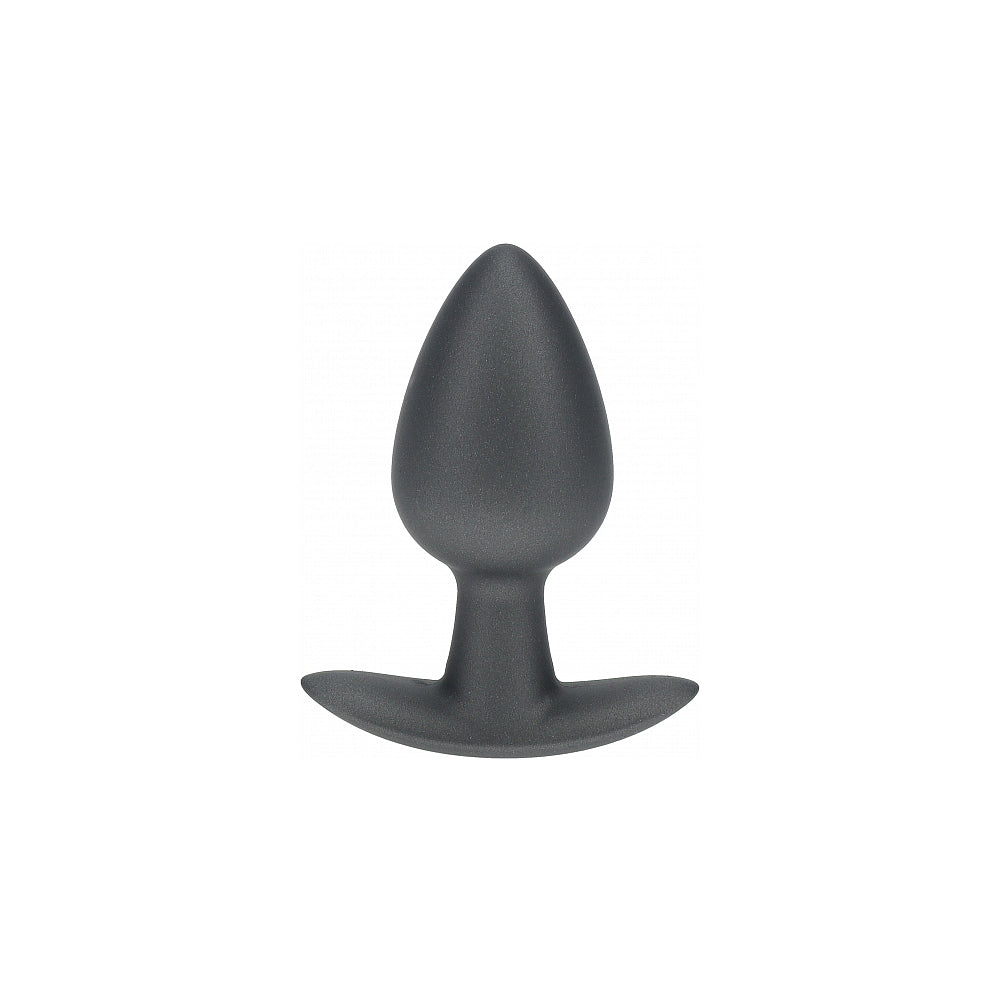 OUCH! SMOOTH SILICONE ANAL PLUG MEDIUM 3.1 IN. GUN METAL