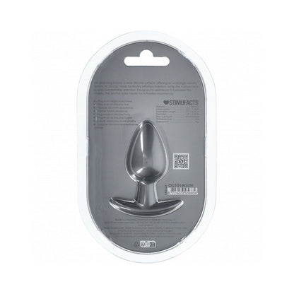 OUCH! SMOOTH SILICONE ANAL PLUG MEDIUM 3.1 IN. GUN METAL