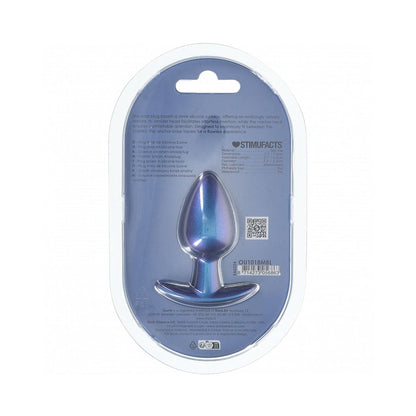 OUCH! SMOOTH SILICONE ANAL PLUG MEDIUM 3.1 IN. METALLIC BLUE