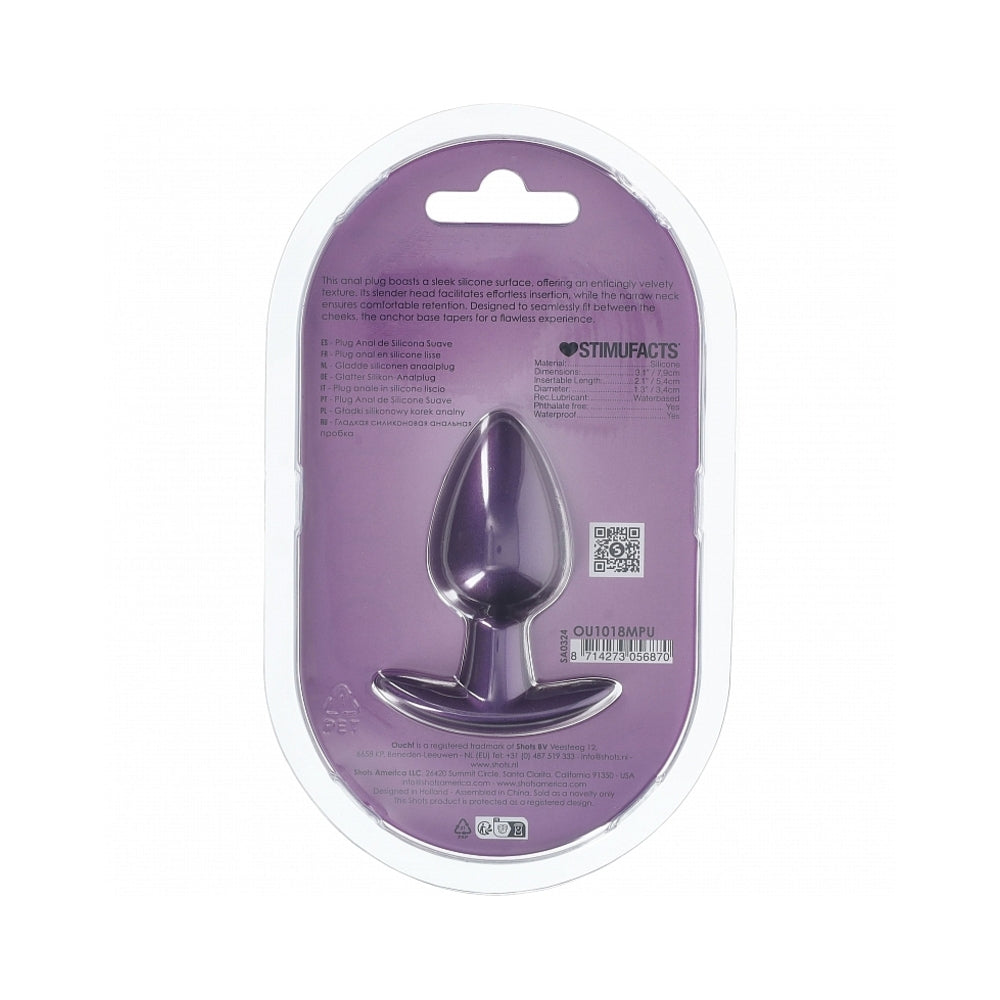 OUCH! SMOOTH SILICONE ANAL PLUG MEDIUM 3.1 IN. METALLIC PURPLE