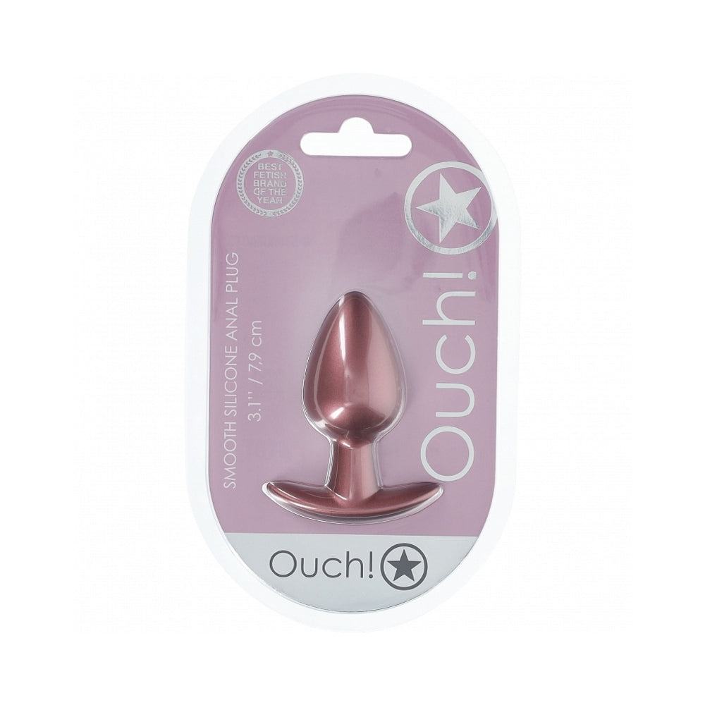 SHOTS - OUCH! SMOOTH SILICONE ANAL PLUG MEDIUM 3.1 IN. ROSE GOLD
