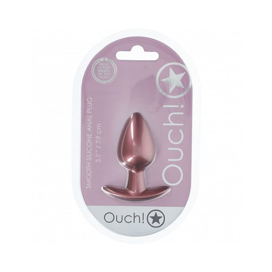 SHOTS - OUCH! SMOOTH SILICONE ANAL PLUG MEDIUM 3.1 IN. ROSE GOLD