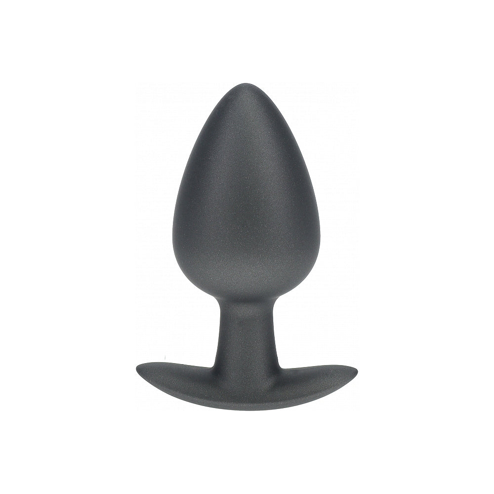 OUCH! SMOOTH SILICONE ANAL PLUG LARGE 3.5 IN. GUN METAL