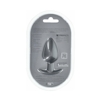 OUCH! SMOOTH SILICONE ANAL PLUG LARGE 3.5 IN. GUN METAL