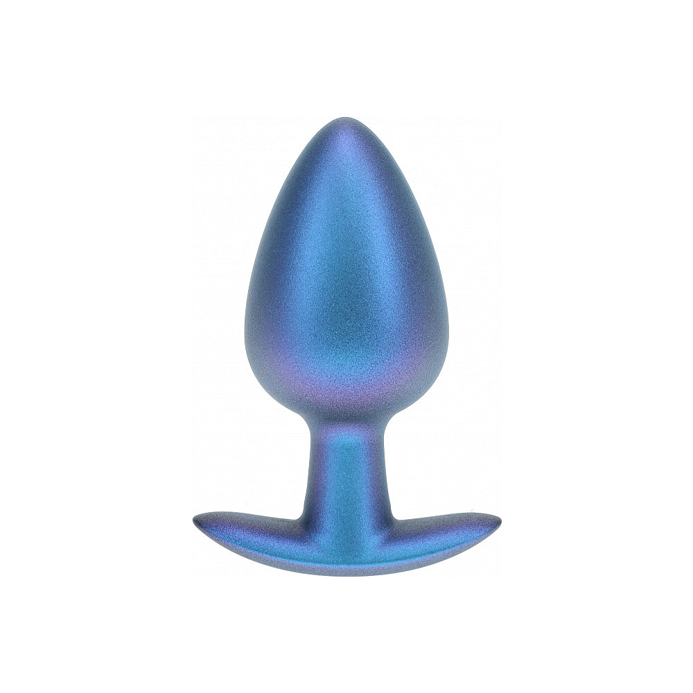 OUCH! SMOOTH SILICONE ANAL PLUG LARGE 3.5 IN. METALLIC BLUE