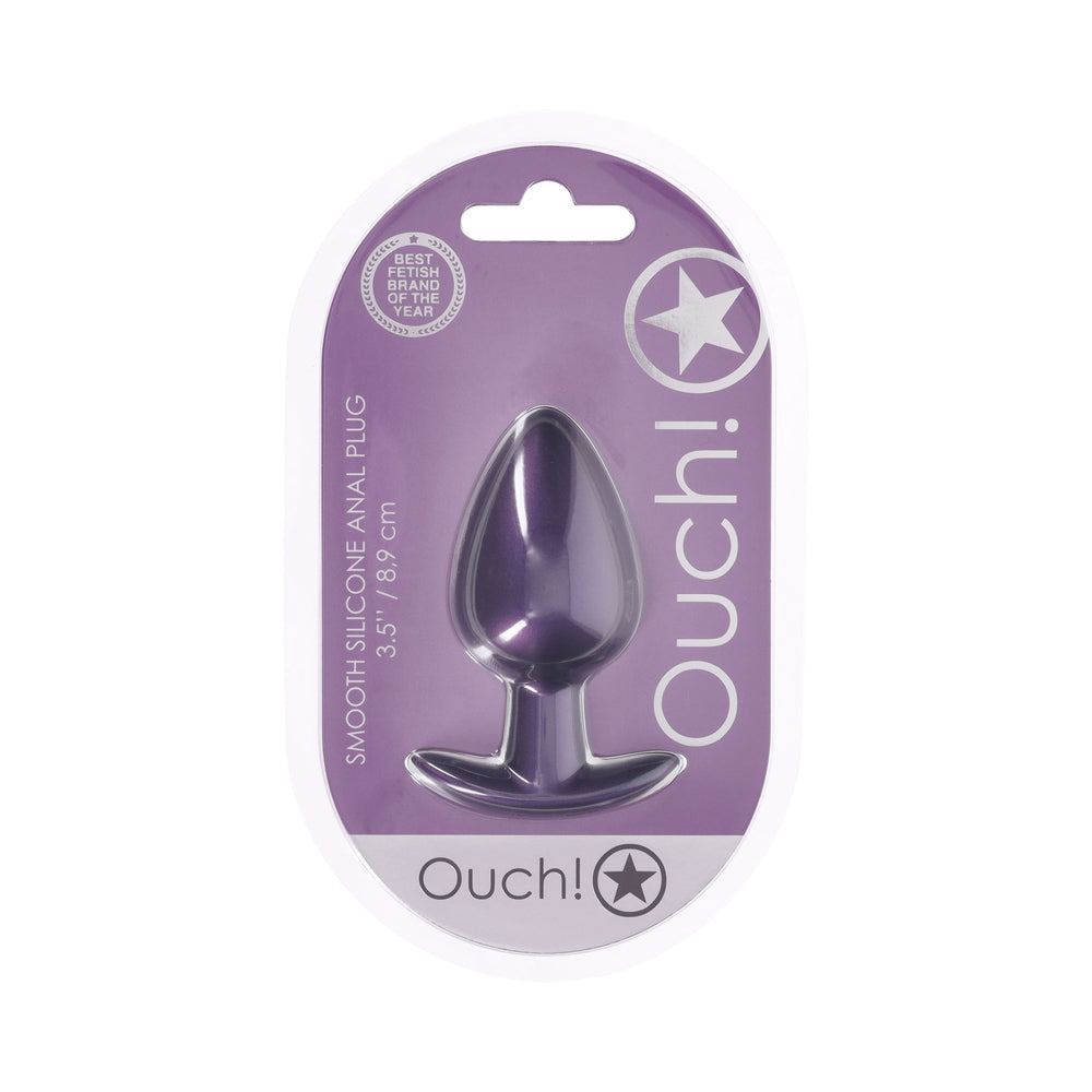OUCH! SMOOTH SILICONE ANAL PLUG LARGE 3.5 IN. METALLIC PURPLE