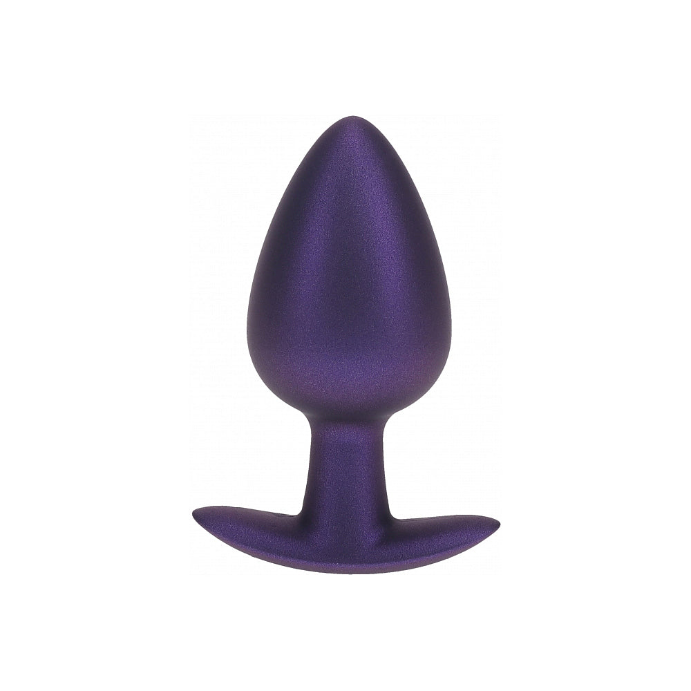 OUCH! SMOOTH SILICONE ANAL PLUG LARGE 3.5 IN. METALLIC PURPLE