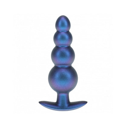 OUCH! SMOOTH SILICONE BEADED ANAL PLUG 4.6 IN. METALLIC BLUE
