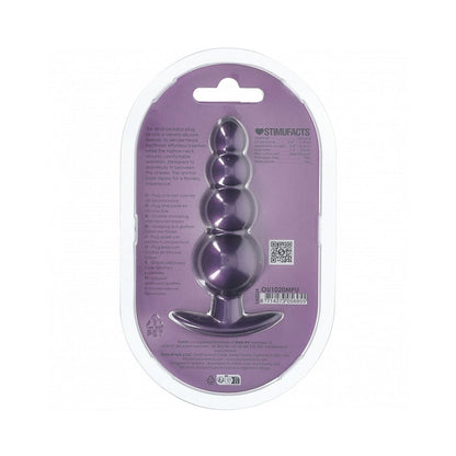 OUCH! SMOOTH SILICONE BEADED ANAL PLUG 4.6 IN. METALLIC PURPLE