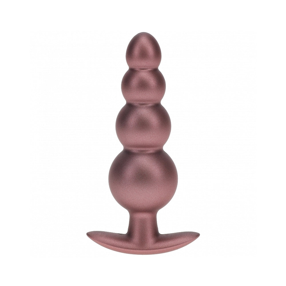 OUCH! SMOOTH SILICONE BEADED ANAL PLUG 4.6 IN. ROSE GOLD